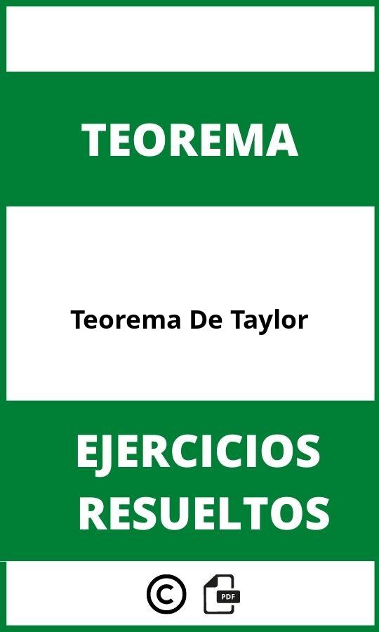 Teorema De Taylor Ejercicios Resueltos Pdf